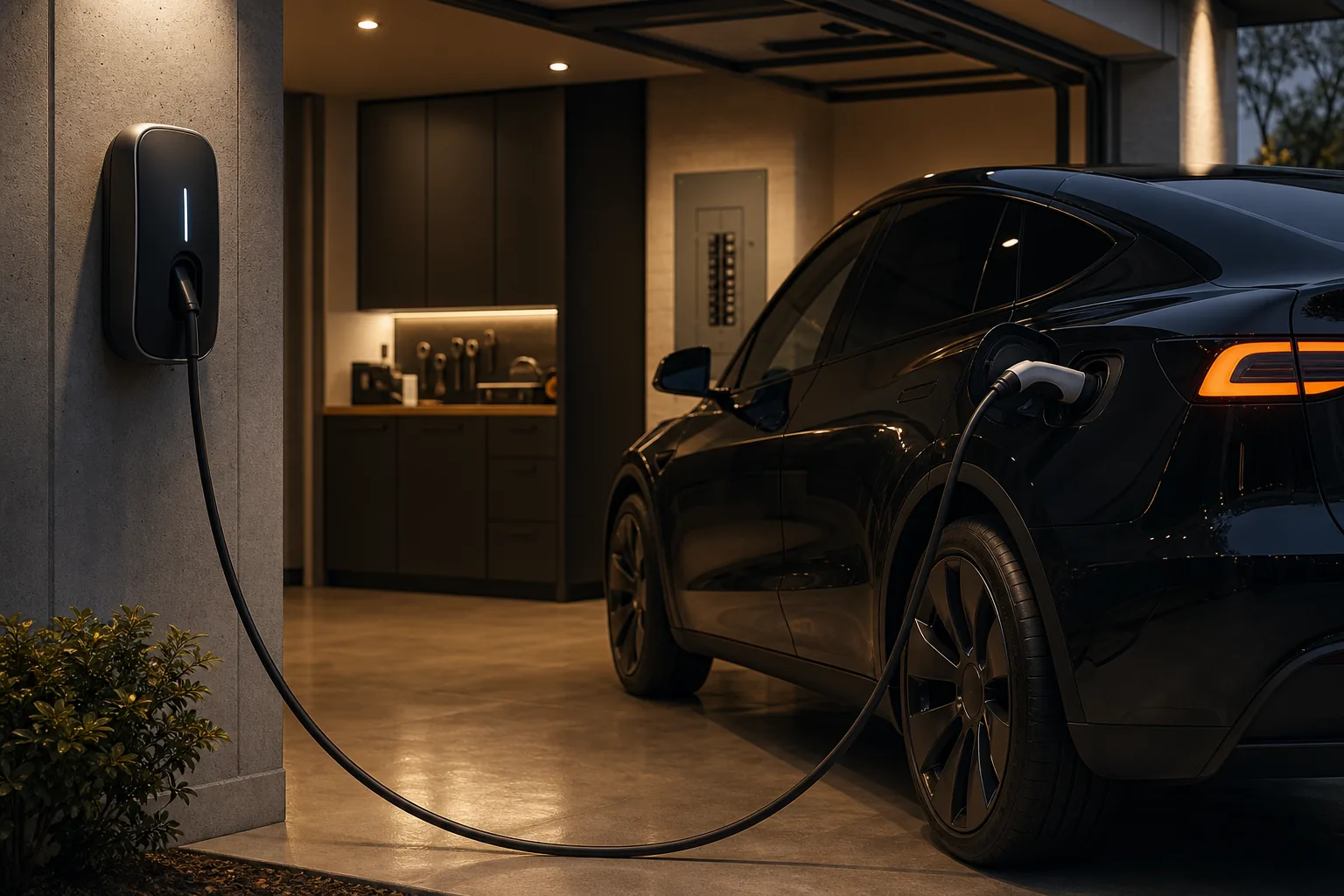 EV charger plugged into a vehicle