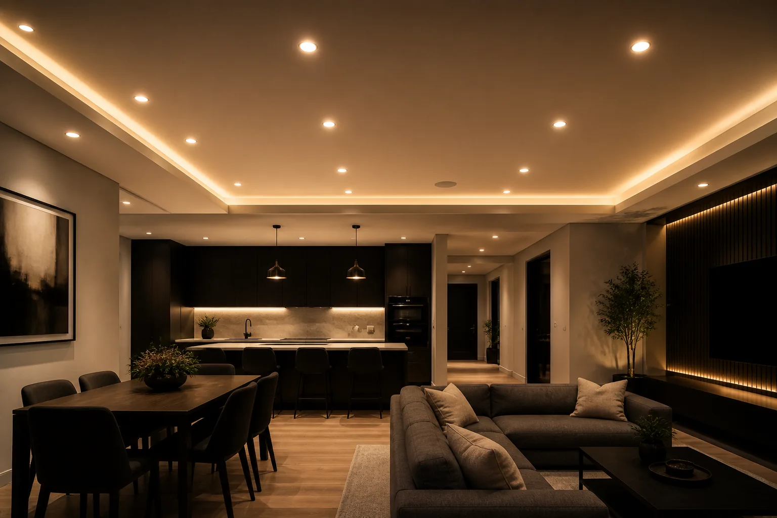 Modern recessed lighting installation