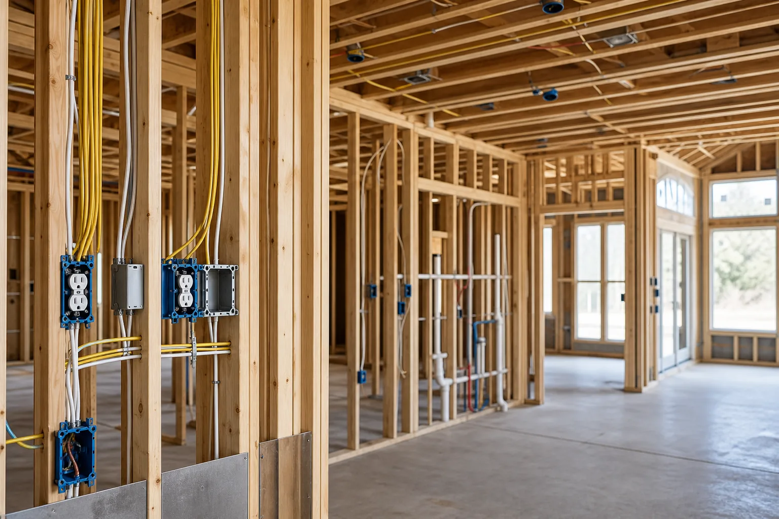 New construction electrical rough-in wiring